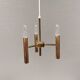 Chandelier with 3 light sources, made of metal and brass. 1960-70s