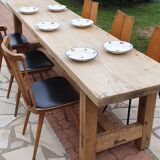 Loom table in solid oak 240 x 58 cm. 1920.