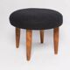 Vintage black wool stool from the mid-century, Denmark, 1960.