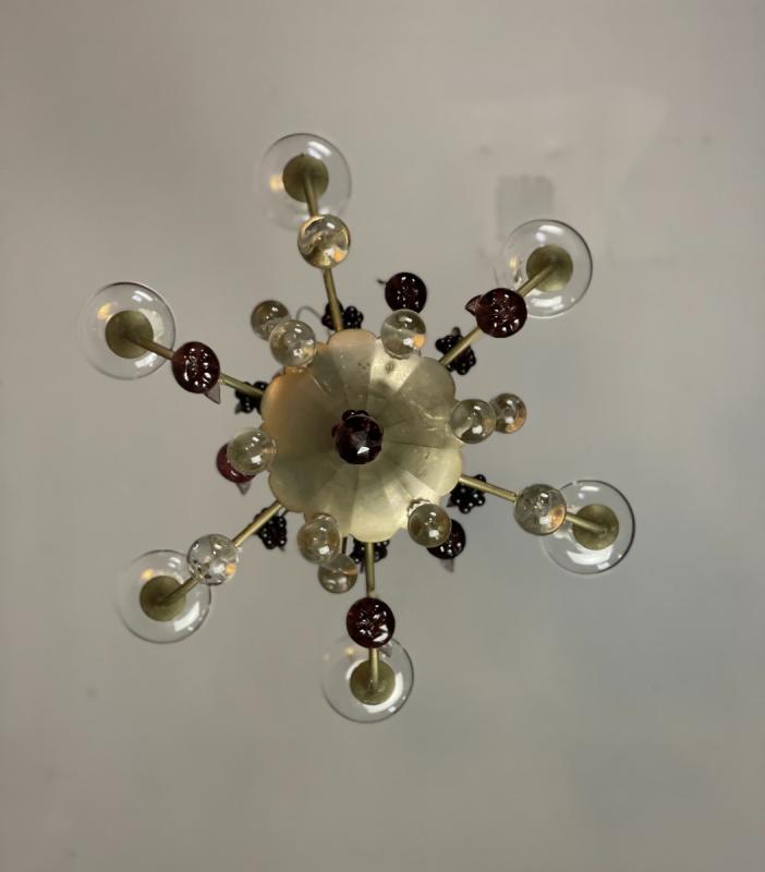 Silver bronze lustre garnished with pampilles, fruits and balls