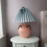 Ceramic lamp with 80s fabric lampshade