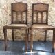 Pair old chair style louis xvi wood + seat & back cannée vintage
