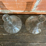 Pair of Vintage Moulded Glass Wine Decanters