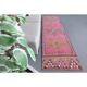 Vintage Turkish Hand-Knotted Wool Cotton Pink Runner Rug 90x298