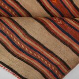 2x8 Red Striped Kilim Runner Rug, 75x254Cm