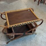 1950s rattan bar trolley