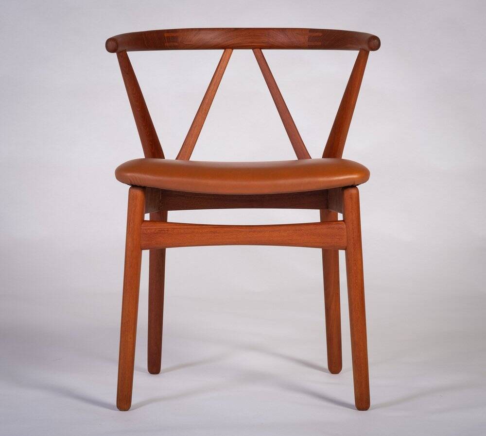 Dining Chair Model 255 Mid-Century in Teak and Leather by Henning Kjærnulf for Bruno Hansen, Denmark, 1960s