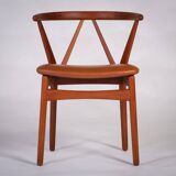 Dining Chair Model 255 Mid-Century in Teak and Leather by Henning Kjærnulf for Bruno Hansen, Denmark, 1960s