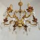 Large Heavy French Art Nouveau 6-Light Brass & Crystal Cage Chandelier