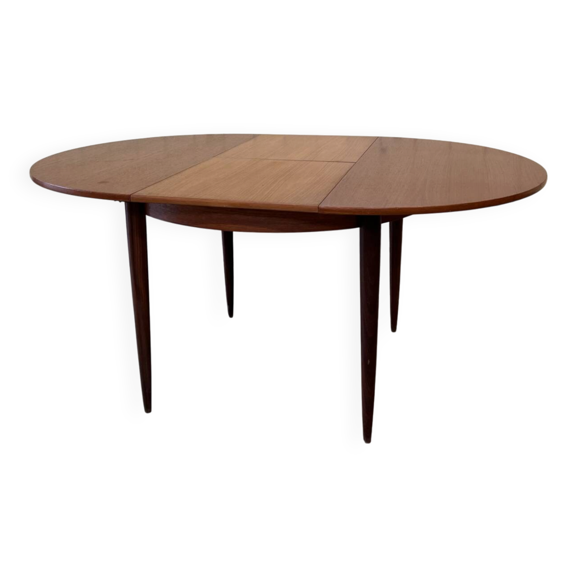 Table à manger ronde extensible en teck vintage