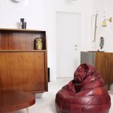 Pouf patchwork of red leather vintage burgundy 1970