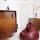 Pouf patchwork of red leather vintage burgundy 1970