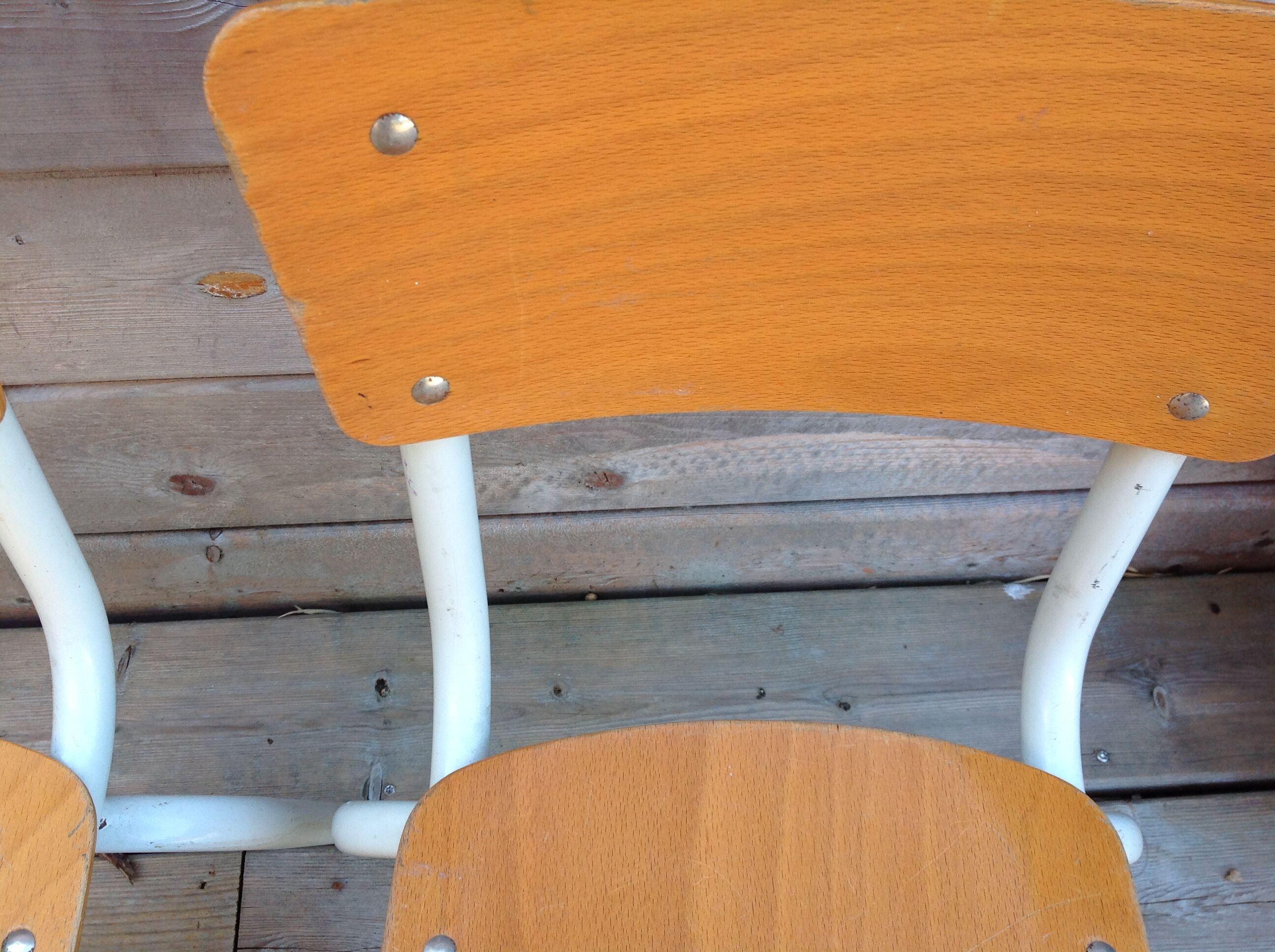Duo of child school boy chairs
