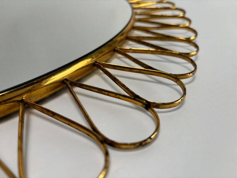Mid-Century Italian Round Mirror, Girasole Model, 1950s