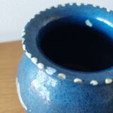 Primavera ball vase in blue ceramic with plant frieze 1920 1930