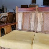 Old set sofa and rattan chair and caning