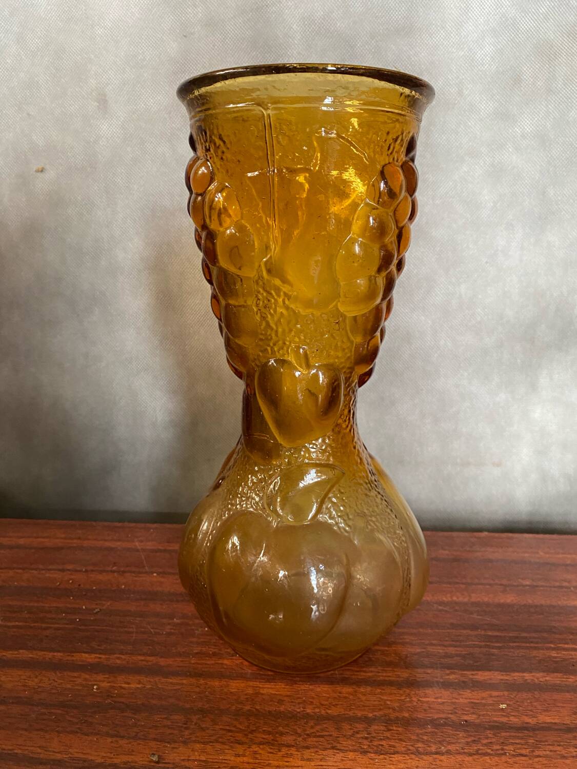 Antique Molded Glass Vase Yellow Orange Amber Made In Italy Vintage