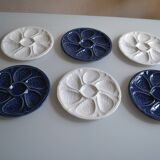 6 white porcelain oyster plates