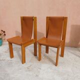 Chaises cuir et orme années 70