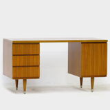 Mid century modern writing desk on beautiful stylish wooden legs, 1960s.