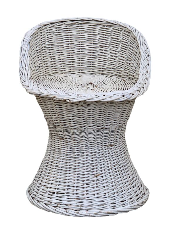 Tabouret vintage osier tressé 1950