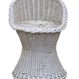 Vintage woven wicker stool 1950