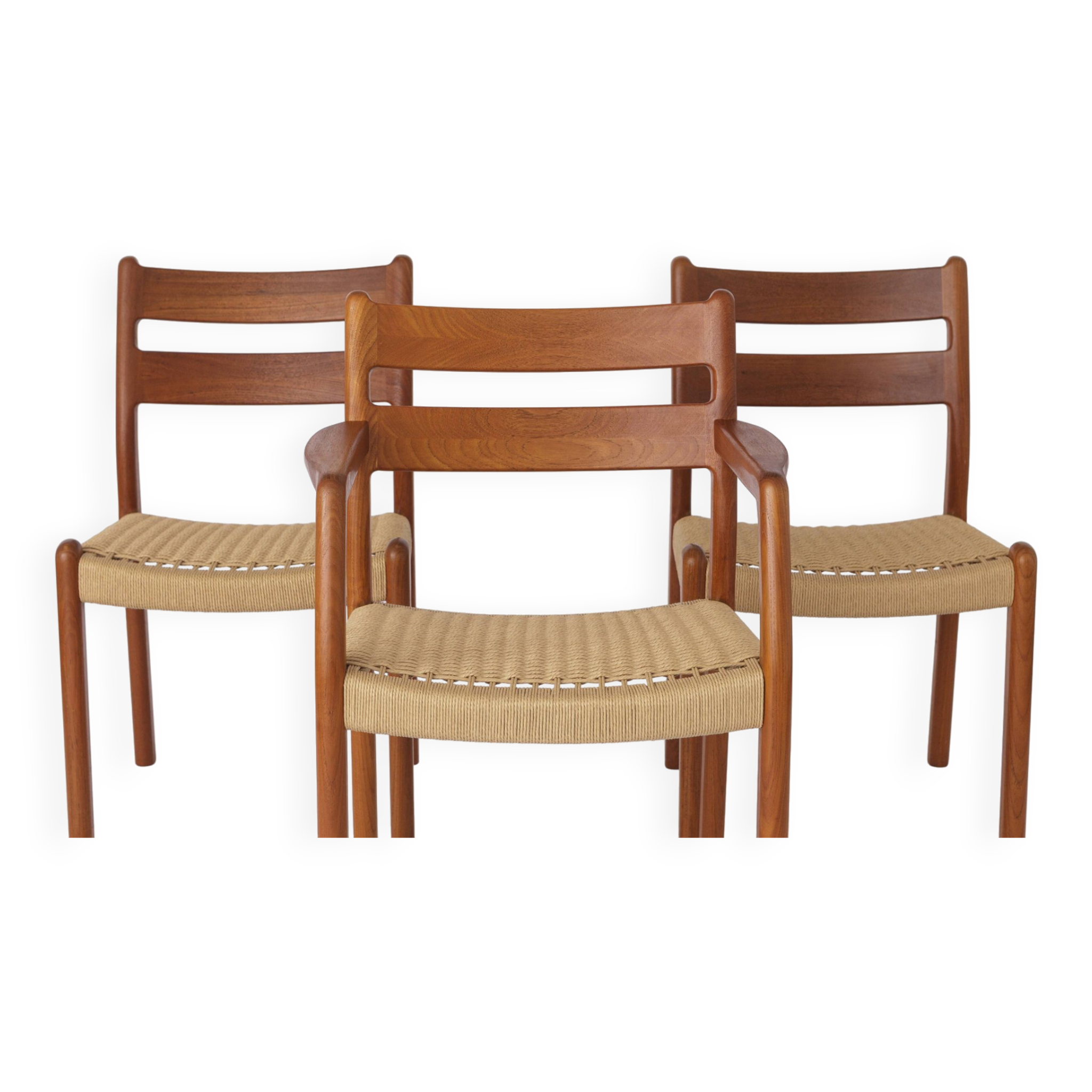 Ensemble de 3 chaises vintage 1960 EMC Mobler en teck danois