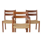Ensemble de 3 chaises vintage 1960 EMC Mobler en teck danois