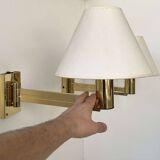 Pair of vintage adjustable wall lights, solid brass, Sweden 1970