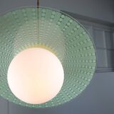 Mid-Century Italian Brass and Opaline Angel Pendant Lamp