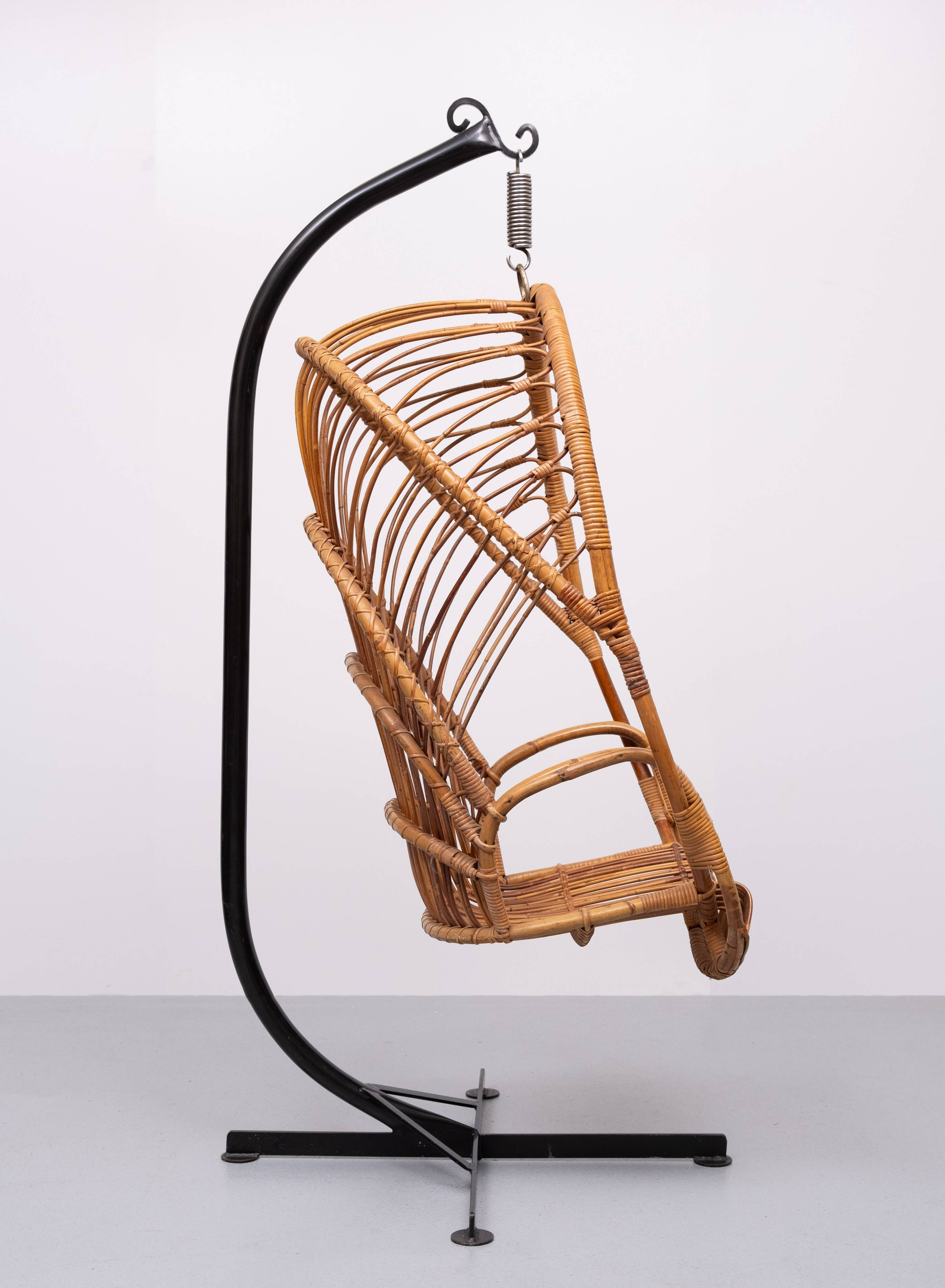 Rattan Hanging Chair by Rohe Noordwolde Holland 1960s