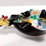 Black and Multicolored Murano Glass Clown Trinket Bowl / Ashtray, Italy