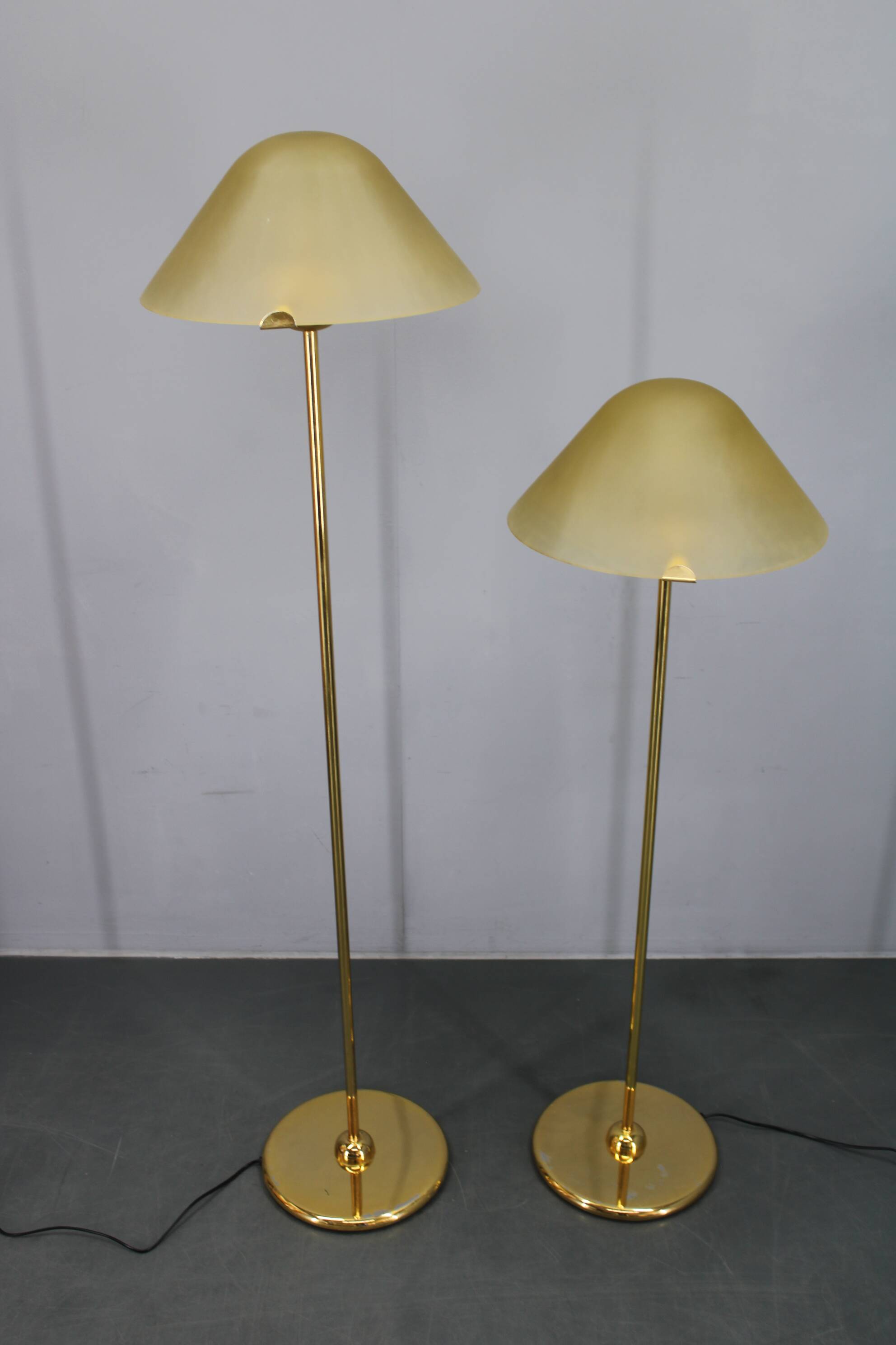 1980s Pair of VeArt-Murano Floor Lamps in Brass Finish ,Italy