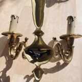 4 Large double-armed gilded bronze wall lights