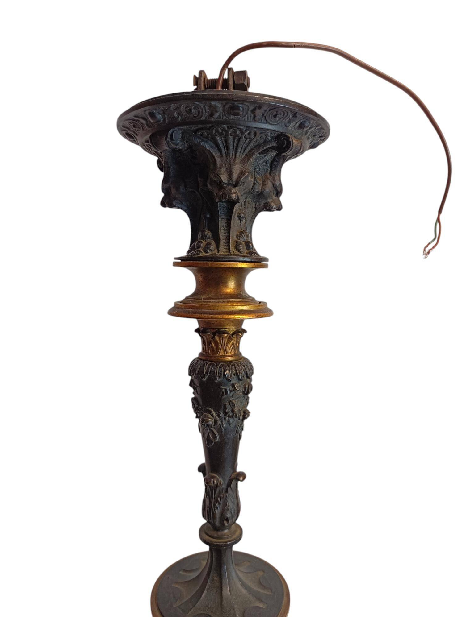 Victorian lustre in gilded and patinated bronze, Belle Époque ~1880