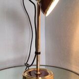 Vintage 1980s brass and imitation wood lamp