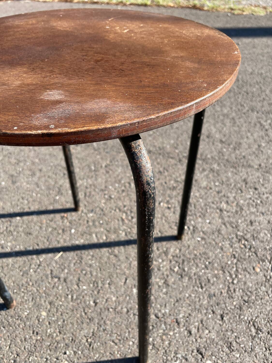Wooden and metal workshop stool