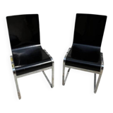 "Klass" designer chairs - wenge wood and chrome legs