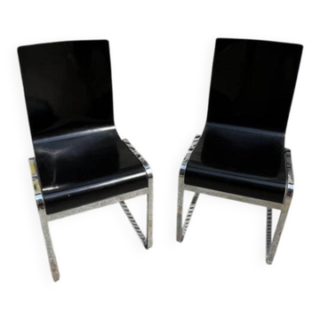 Chaises design "Klass" - bois wengé et pieds chromés