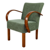 Bent vintage Art Deco loft armchair olive green