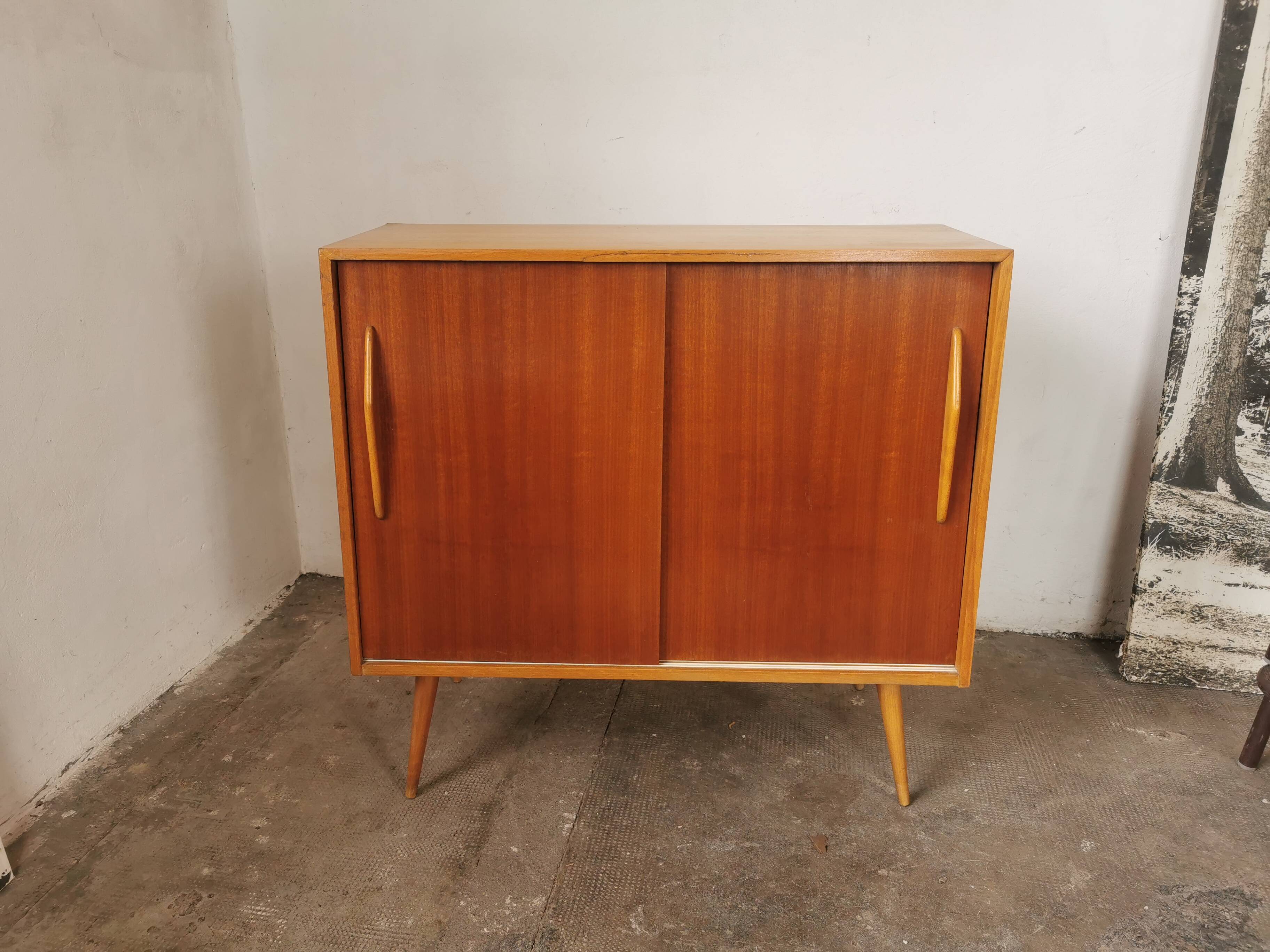 Mid-century design sliding door sideboard