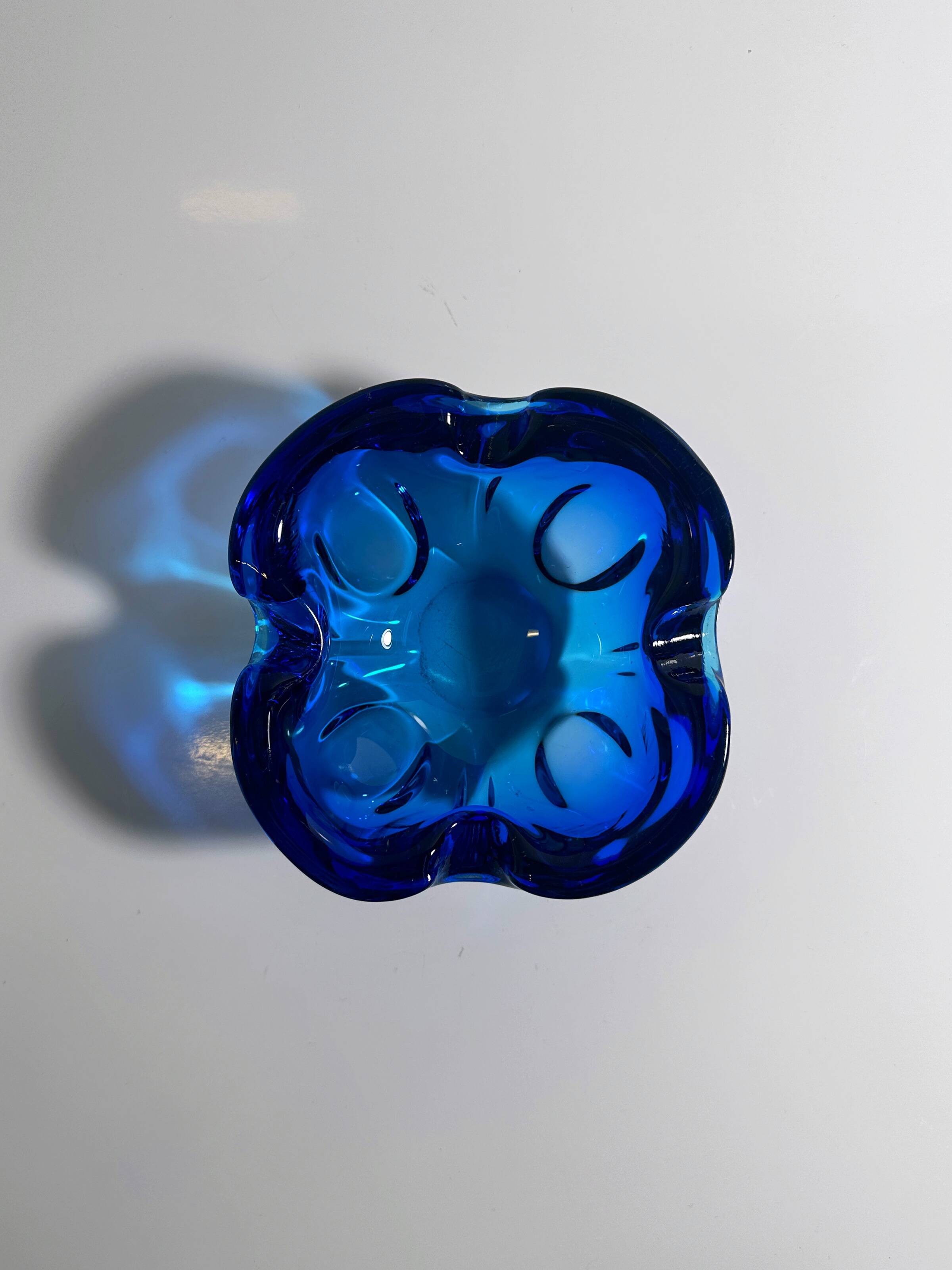 Bohemian bowl / ashtray glass CZ Blue