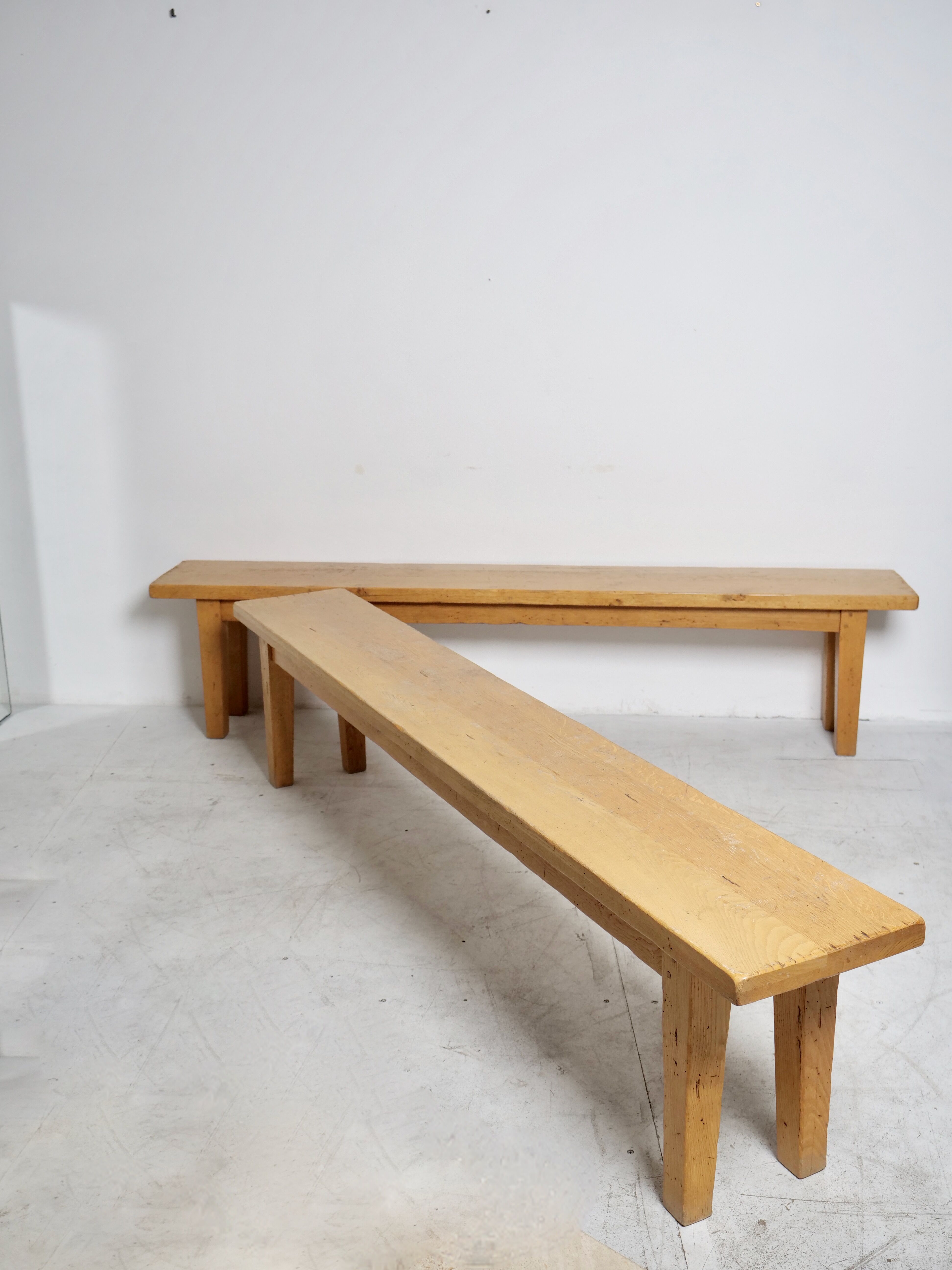 Pair of light oak benches