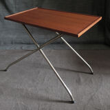 Danish teak and aluminium adjustable wine table, 1960s