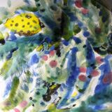 Decorated white earthenware fruit bowl