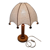 Umbrella lamp from the 70s in wood and fabric