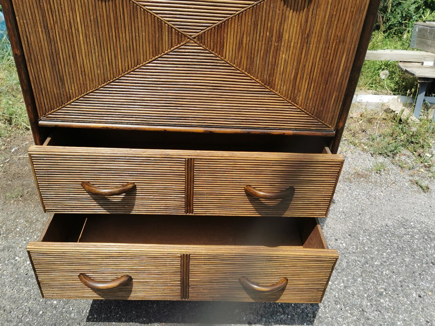 Vintage bamboo bar cabinet