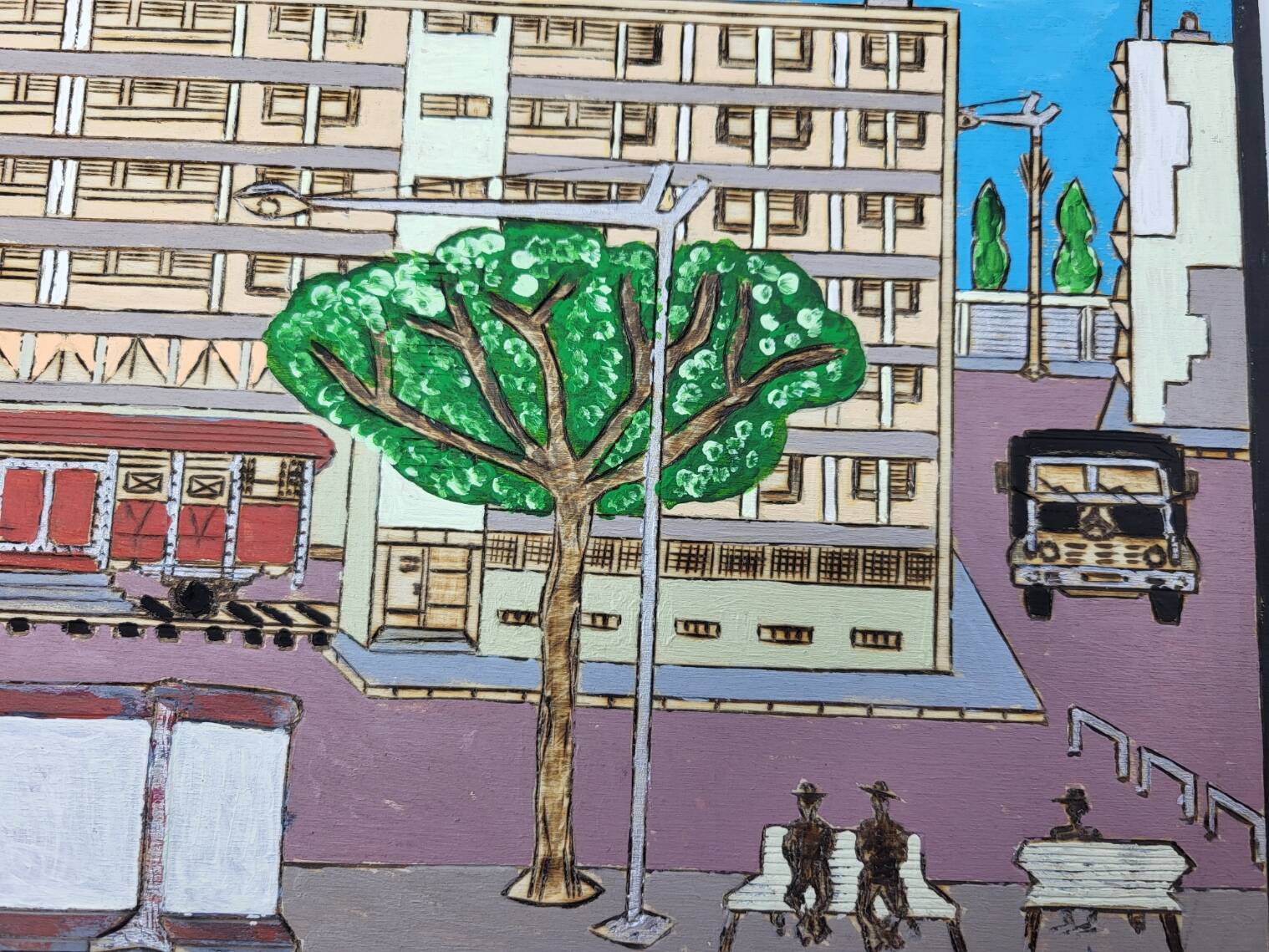 Naive Art painting painting on wood