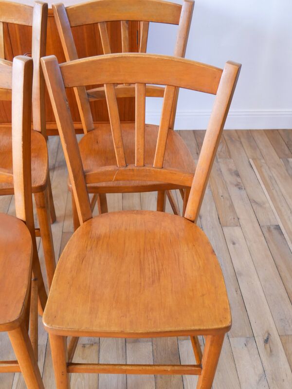 Ensemble de 6 chaises bistrot en bois Luterma 1950