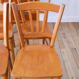 Ensemble de 6 chaises bistrot en bois Luterma 1950